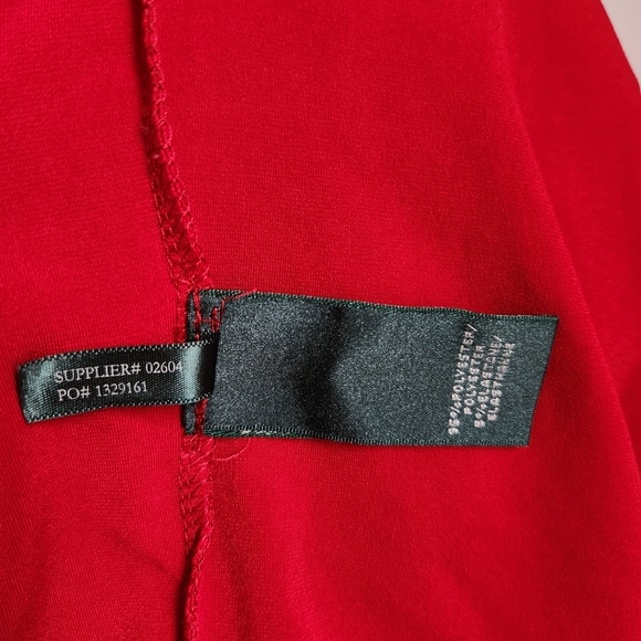 Lauren Ralph Lauren Size 8 Red Faux Wrap Long Sleeve Dress Knee Length Stretchy - Picture 12 of 12